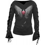 T-shirt Manches Longues &agrave; lacet Spiral - Broken - Femme